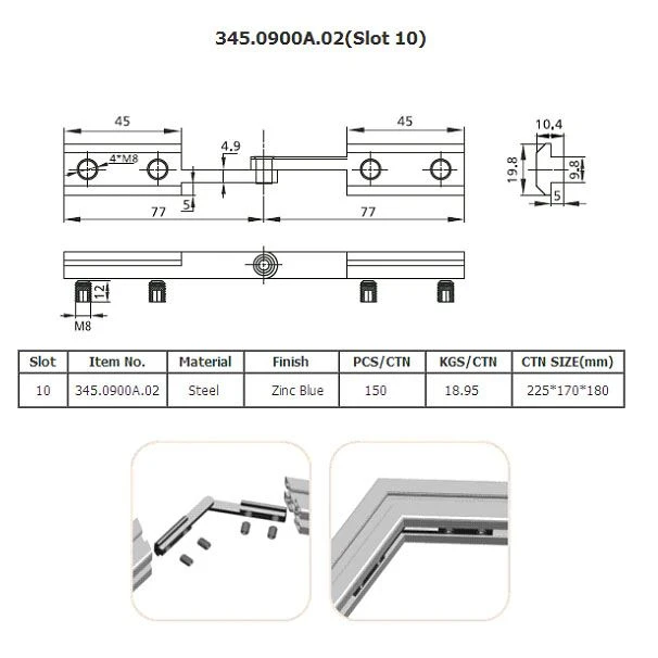 Fluent Strip Connector Flat Corner Brace Hardware Metal Connector