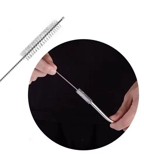 Reusable Cocktail Stainless Steel Drinking Straws With Brush